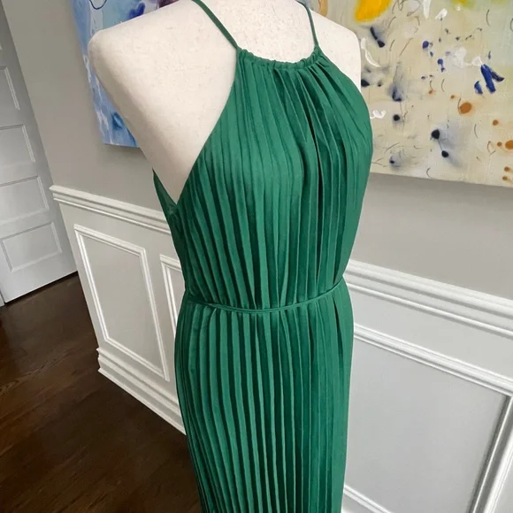 Banana Republic Green Halter Pleated Maxi Dress - Picture 4 of 7